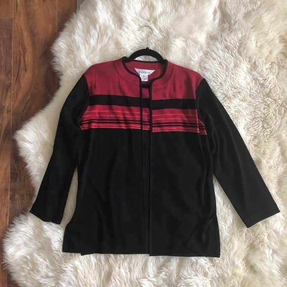 Misook Knit Open Front Cardigan Sweater Stripe L - Picture 1 of 6